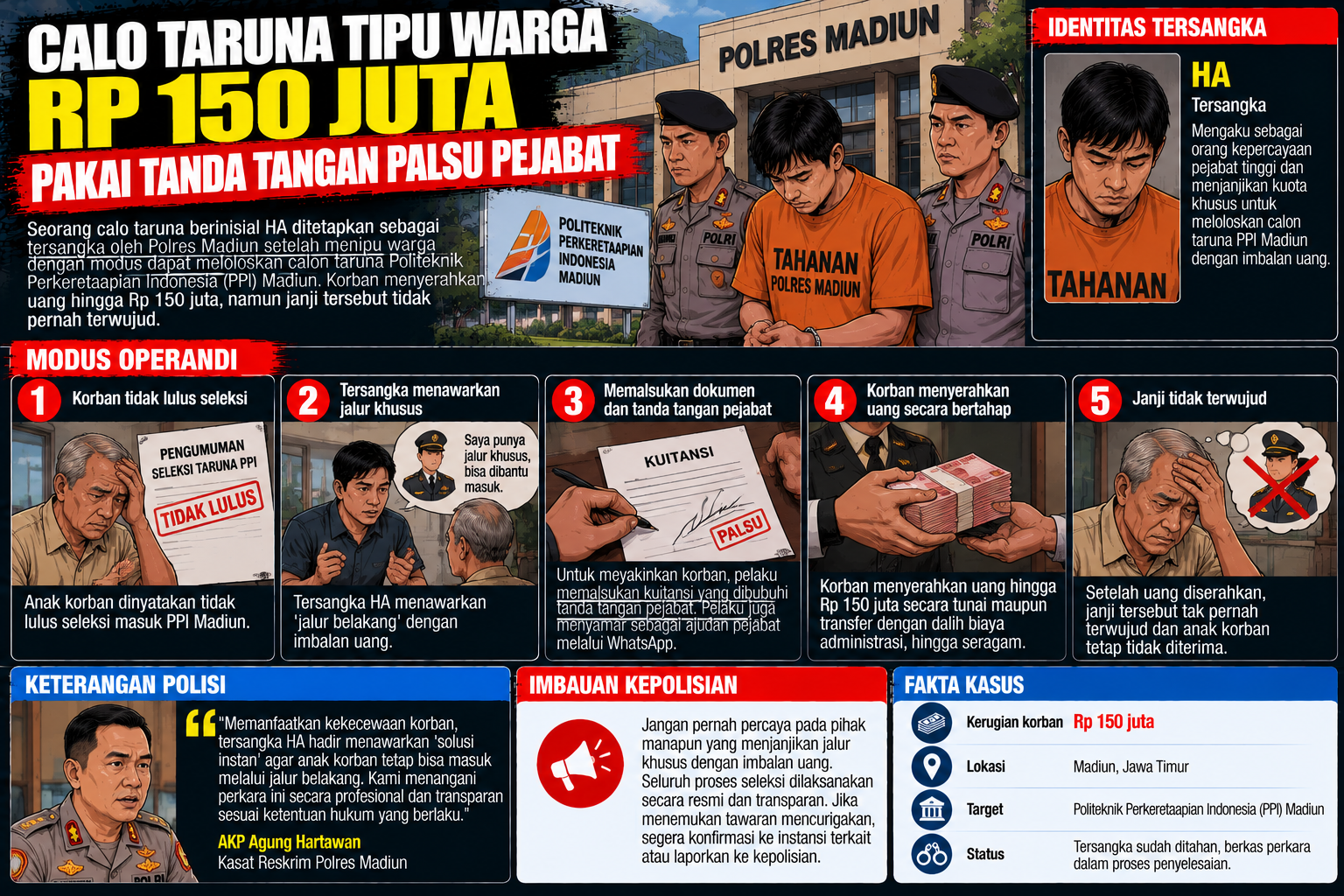 Calo Taruna PPI Madiun Tipu Warga Rp150 Juta, Pakai Kuitansi dan Identitas Pejabat Palsu