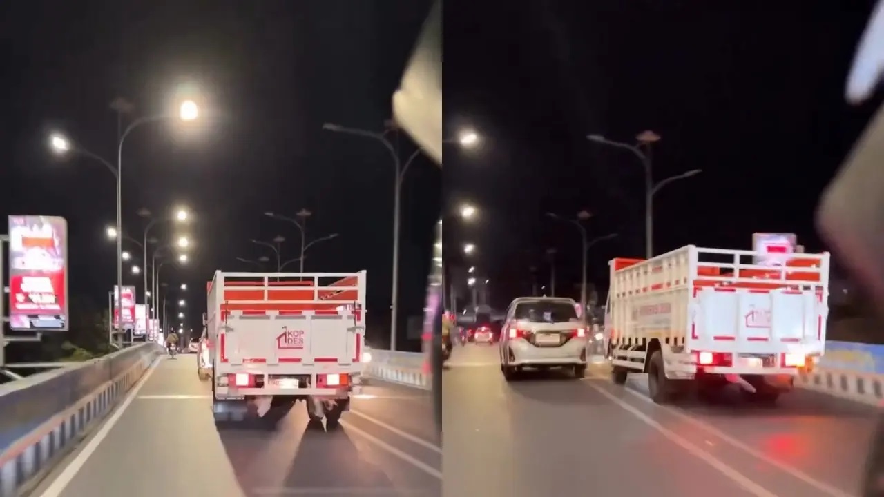 Viral Truk Koperasi Merah Putih Diduga Ugal-ugalan di Bandar Lampung, Nyaris Tabrak Pemotor