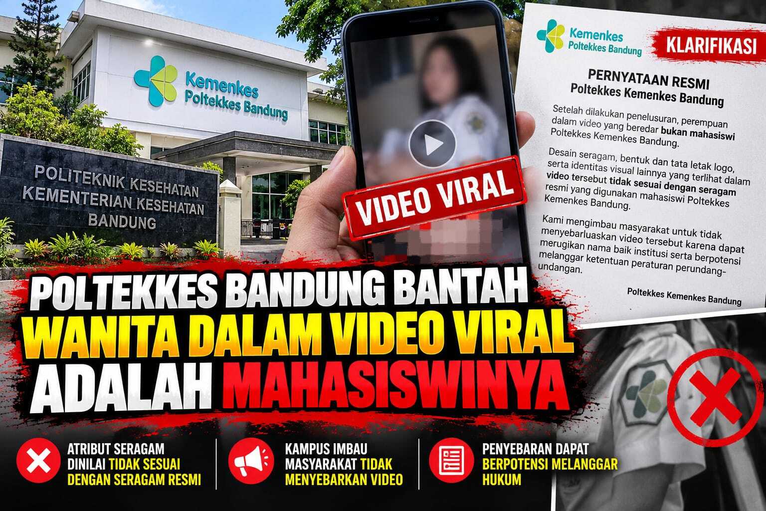 Poltekkes Bandung Tegaskan Wanita dalam Video Viral Bukan Mahasiswi, Publik Diminta Tak Menyebarkan
