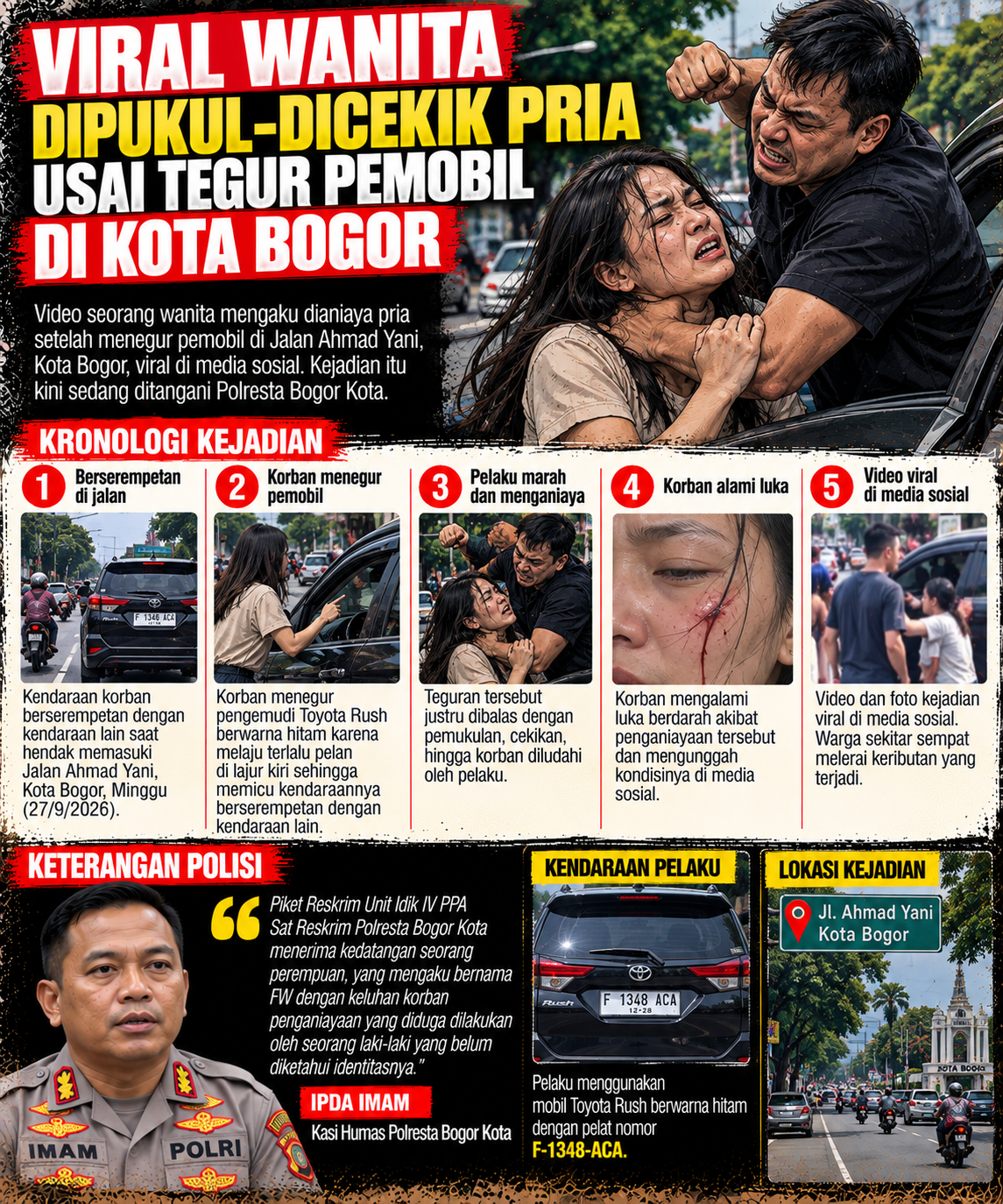 Viral Wanita di Bogor Laporkan Dugaan Penganiayaan Usai Tegur Pengemudi Mobil