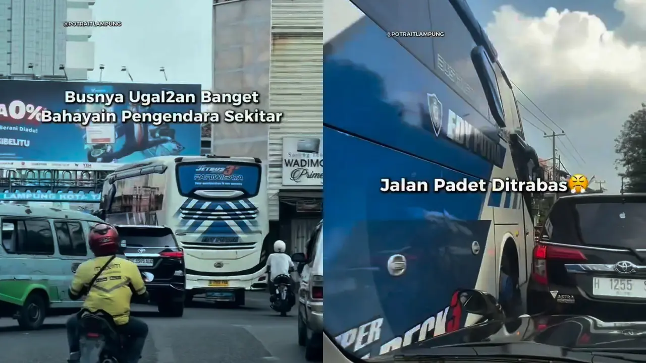 Aksi Bus Ugal-ugalan Zig-zag di Bandar Lampung Viral, Polisi Akan Panggil Pihak PO