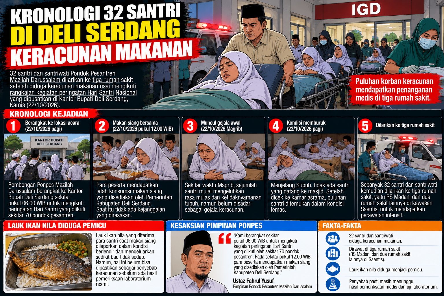 Kronologi 32 Santri di Deli Serdang Diduga Keracunan Usai Santap Makan Siang Hari Santri